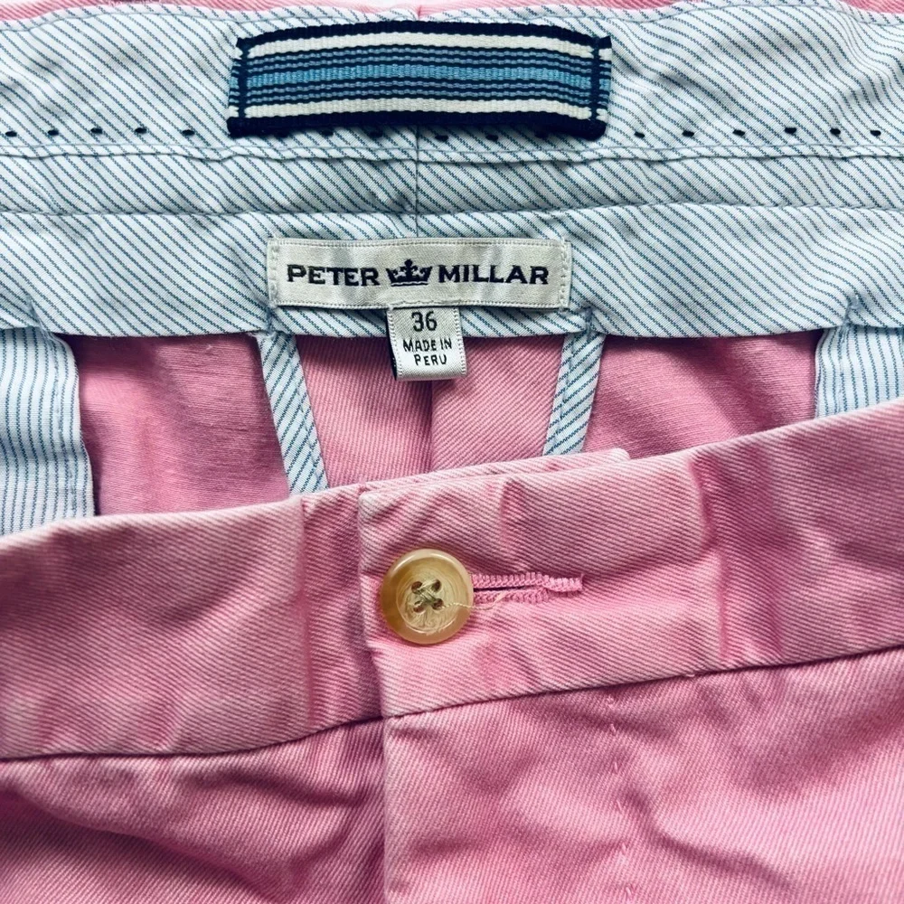 Peter Millar Pink Flat Front Chino Golf Walking‎ Cotton Shorts Size 36